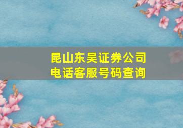 昆山东吴证券公司电话客服号码查询