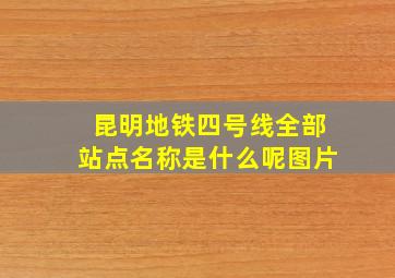 昆明地铁四号线全部站点名称是什么呢图片