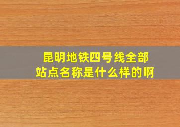 昆明地铁四号线全部站点名称是什么样的啊