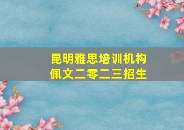 昆明雅思培训机构佩文二零二三招生