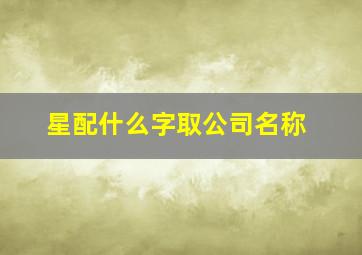 星配什么字取公司名称