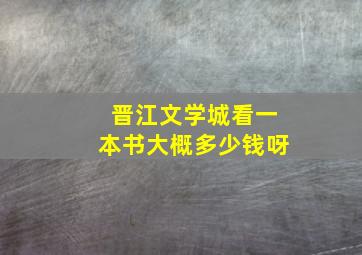 晋江文学城看一本书大概多少钱呀