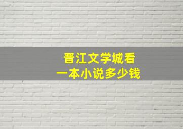 晋江文学城看一本小说多少钱