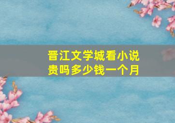 晋江文学城看小说贵吗多少钱一个月