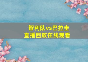 智利队vs巴拉圭直播回放在线观看