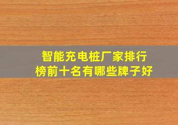 智能充电桩厂家排行榜前十名有哪些牌子好