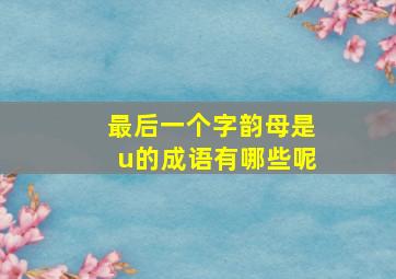 最后一个字韵母是u的成语有哪些呢