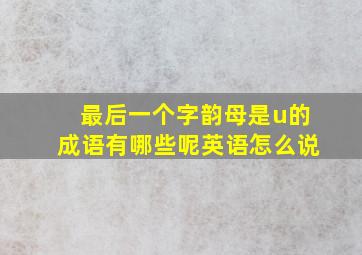 最后一个字韵母是u的成语有哪些呢英语怎么说