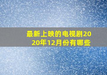 最新上映的电视剧2020年12月份有哪些