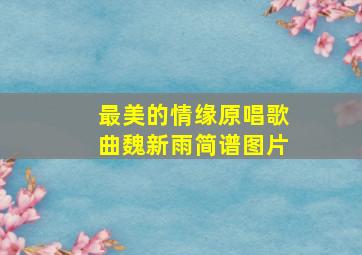 最美的情缘原唱歌曲魏新雨简谱图片