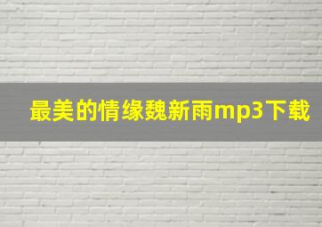 最美的情缘魏新雨mp3下载