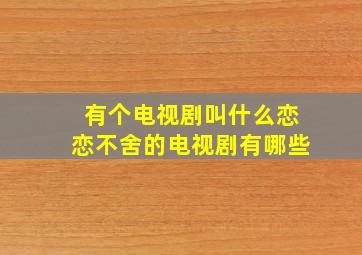 有个电视剧叫什么恋恋不舍的电视剧有哪些