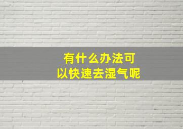 有什么办法可以快速去湿气呢