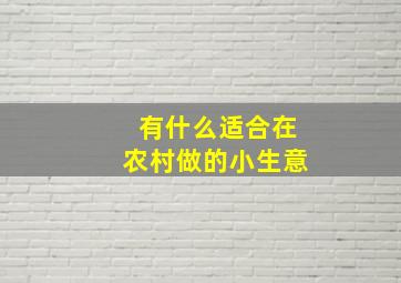 有什么适合在农村做的小生意