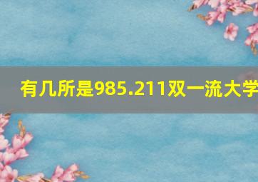 有几所是985.211双一流大学