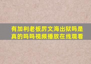 有加利老板厉文海出狱吗是真的吗吗视频播放在线观看