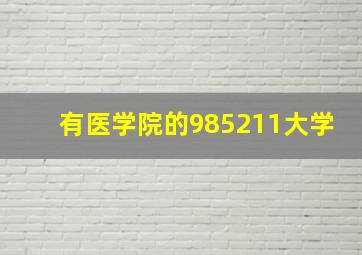 有医学院的985211大学