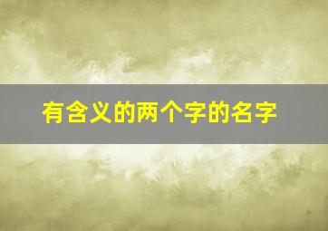 有含义的两个字的名字