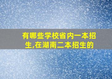 有哪些学校省内一本招生,在湖南二本招生的