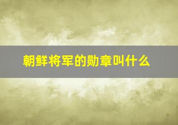 朝鲜将军的勋章叫什么