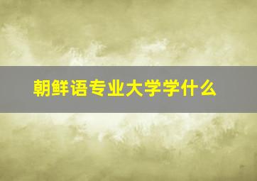 朝鲜语专业大学学什么