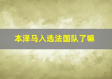 本泽马入选法国队了嘛