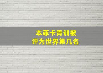 本菲卡青训被评为世界第几名