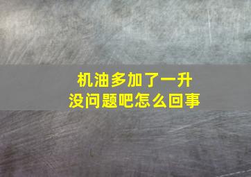 机油多加了一升没问题吧怎么回事