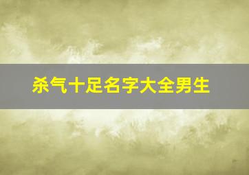 杀气十足名字大全男生