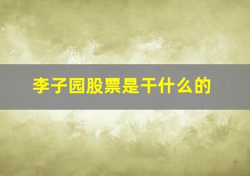 李子园股票是干什么的