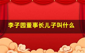 李子园董事长儿子叫什么