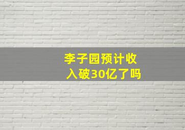 李子园预计收入破30亿了吗