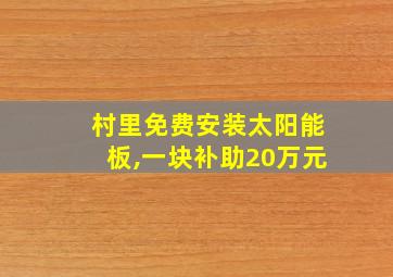 村里免费安装太阳能板,一块补助20万元