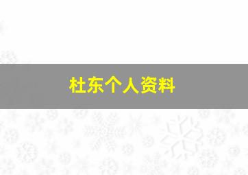 杜东个人资料