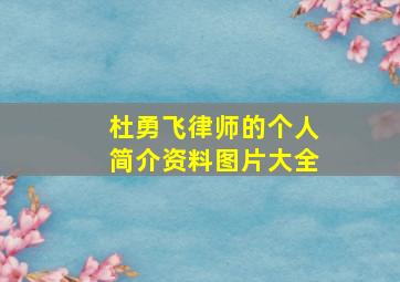 杜勇飞律师的个人简介资料图片大全