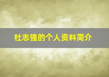 杜志强的个人资料简介