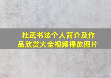 杜武书法个人简介及作品欣赏大全视频播放图片