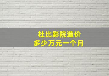 杜比影院造价多少万元一个月