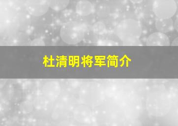 杜清明将军简介