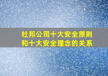 杜邦公司十大安全原则和十大安全理念的关系