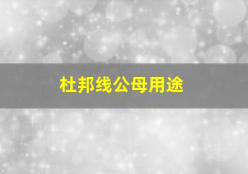 杜邦线公母用途