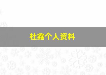 杜鑫个人资料