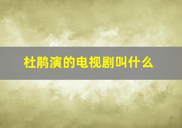 杜鹃演的电视剧叫什么