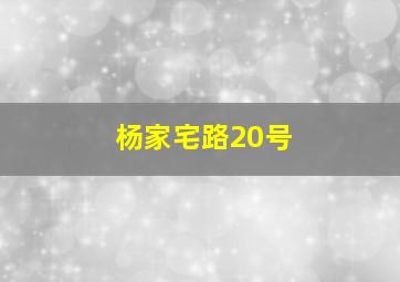 杨家宅路20号