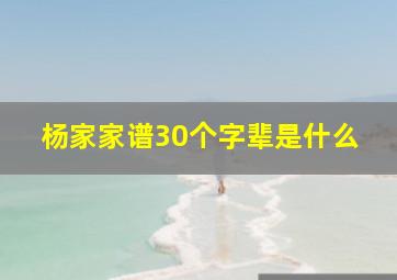 杨家家谱30个字辈是什么