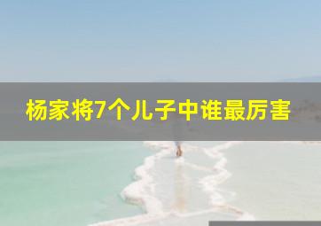 杨家将7个儿子中谁最厉害