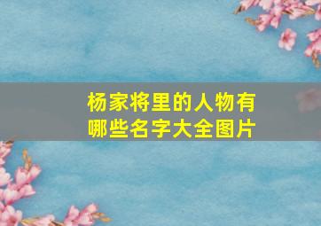 杨家将里的人物有哪些名字大全图片