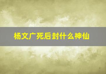 杨文广死后封什么神仙