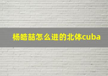 杨皓喆怎么进的北体cuba