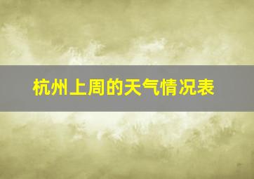 杭州上周的天气情况表